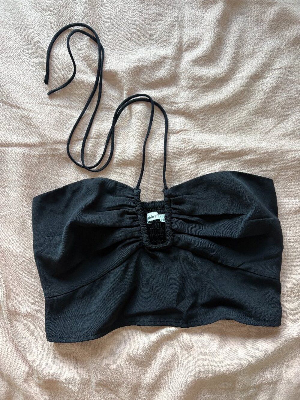 Abercrombie black crop halter top Size S